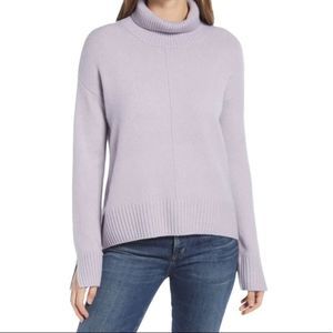 Nordstrom Sweater Purple Raised Seam Cozy Casual Turtleneck Pullover Size XL